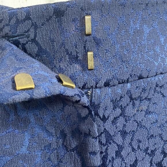 Ann Taylor Loft Marisa Womens Ankle Navy Blue Textured Animal Print Pants - Picture 8 of 16